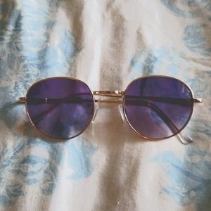 Roots gold frame blue lens sunglasses
